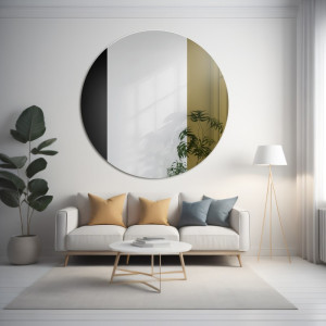 Rond decoratief spiegelkleurig paneel - zwart en goud - ANTON