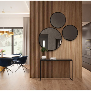 Set van drie ronde spiegels in mdf slanke lijst - FITRI II