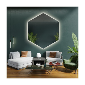 Zrcadlo geometrického tvaru s osvětlením – HEXA LED