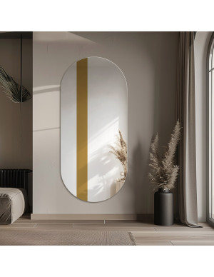 Ovalspiegel mit Dekostreifen in glänzendem Gold - EMMA