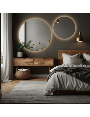Runder Spiegel SET mit LED Beleuchtung - KREISE LED SET