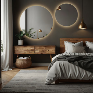 Runder Spiegel SET mit LED Beleuchtung - KREISE LED SET