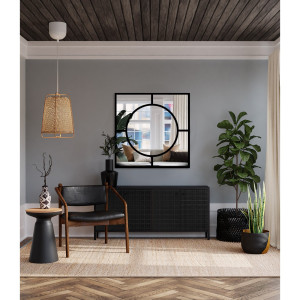 Quadratischer Spiegel aus MDF mit Loftkreis - MERA
