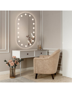 Spiegel mit Glühbirnen oval LONDON LED