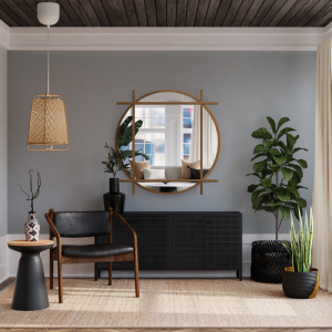 Ronde loftspiegel met mdf stijlen - IZYD - kleur naar keuze