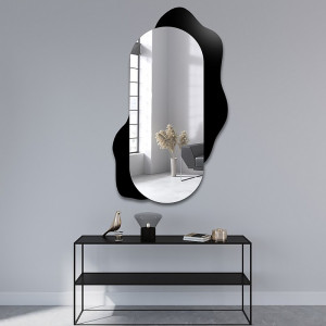 Decoratieve ovale spiegel op zwarte beits - KLEKS