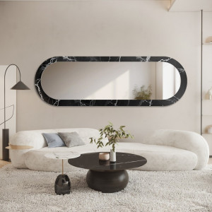 Ovale spiegel op zwart-zilver marmer – MARBLE OVALIS