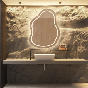 Badkamerspiegel met onregelmatige vorm - STONE LED II