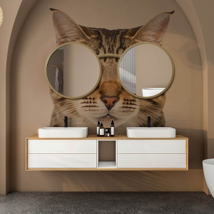 Set ronde spiegels kat in glas mdf - BRILLEN