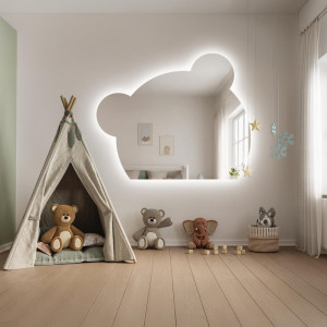 Spiegel voor kinderbadkamer met verlichting - PANDA LED