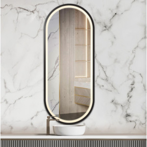 Lustro owalne w ramie mdf z podświetleniem - OSKAR LED II