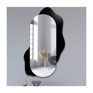 Dekoracyjne lustro owalne na czarnej plamie - KLEKS