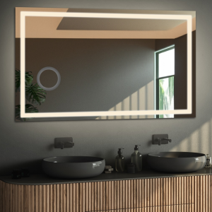 Łazienkowe lustro prostokątne z lusterkiem zoom - EMI LED PREMIUM