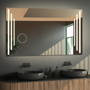 Łazienkowe lustro prostokątne z lusterkiem zoom - ALIS LED PREMIUM
