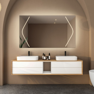 Łazienkowe lustro prostokątne z matą antyparową - SOFIA LED PREMIUM