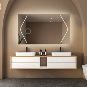 Łazienkowe lustro prostokątne z lusterkiem zoom - SOFIA LED PREMIUM