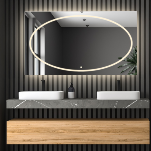 Łazienkowe lustro prostokątne z włącznikiem - MELISA LED PREMIUM