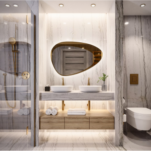 Lustro o organicznym kształcie z podświetleniem - KALCYT LED