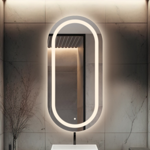 Łazienkowe lustro owalne z włącznikiem - HOLI LED PREMIUM