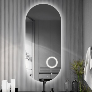 Łazienkowe lustro owalne z lusterkiem zoom led - NIKO LED PREMIUM