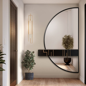 Lustro półokrągłe w dwóch częściach w ramie - DOPPIO W RAMIE