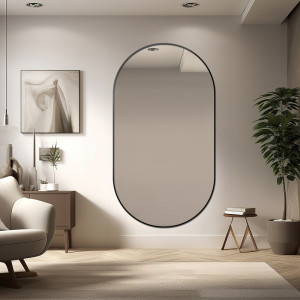 Lustro owalne w ramie czarnej MDF SLIM - OLI - kolor ramy do wyboru