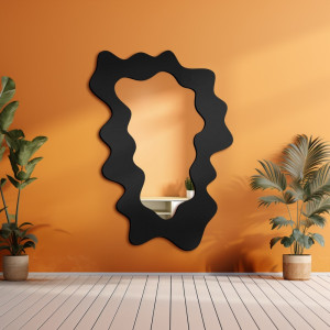 Lustro do salonu nieregularne w ramie mdf - MISTY – Blobs Mirrors