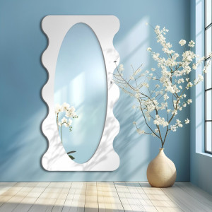 Nieregularne lustro w białej ramie - NEBULA - Blobs Mirrors