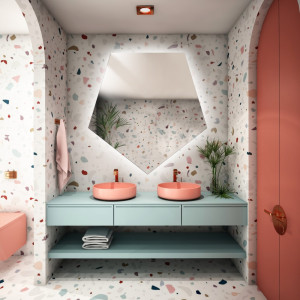 Lustro o geometrycznym kształcie z podświetleniem – PENTA LED