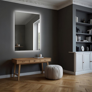 Lustro ścienne prostokątne z podświetleniem, duże lustro LED lustro do łazienki i lustro dekoracyjne do przedpokoju – AGIS LED