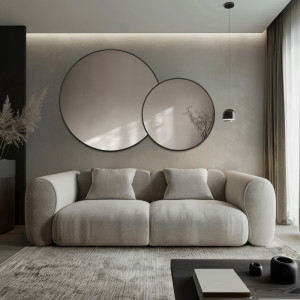 Zestaw okrągłe lustro w lustrze w ramie mdf slim- DOTTI