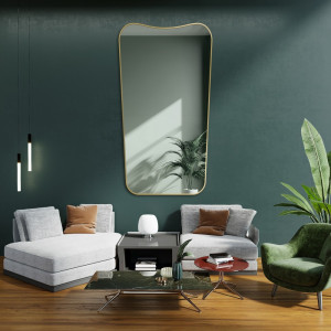 Lustro nieregularne w ramie złotej MDF SLIM - ELIZABETH