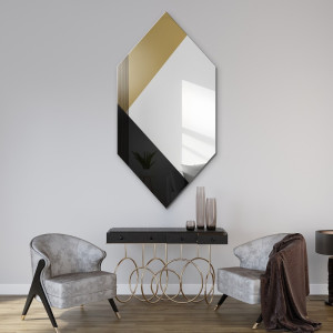 Ekskluzywne lustro dekoracyjne czarno złote -  MADAM