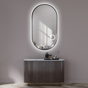 Lustro owalne w ramie z lusterkiem zoom led - OLI LED PREMIUM