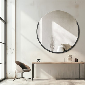 Lustro okrągłe modernistyczne w ramie MDF - TERA
