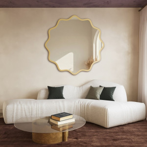 Lustro okrągłe w falowanej ramie mdf - AQUARELLE NAYA