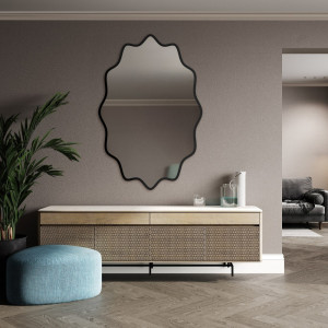 Lustro eliptyczne w falowanej ramie mdf - AQUARELLE ELVA