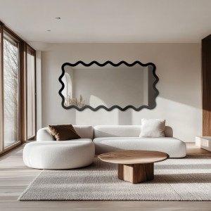 Lustro prostokątne w falowanej ramie mdf - AQUARELLE MARELLA