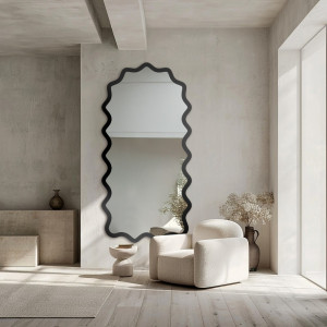 Lustro półowalne w falowanej ramie mdf - AQUARELLE SONA