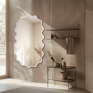 Lustro owalne w falowanej ramie mdf - AQUARELLE ELORA