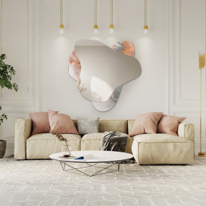 Nieregularne lustro na różowym marmurze - MARBLE FIORATO