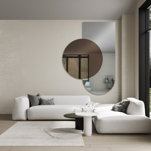 Lustro półowalne z okrągłą brązową taflą - MOCHA BROWNIE