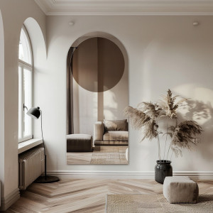 Lustro półowalne z okrągłą brązową taflą - MOCHA CHOCO