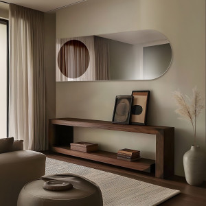 Lustro półowalne z okrągłą brązową taflą - MOCHA CARAMEL