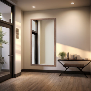 Lustro w brązowej drewnianej ramie - 4505001