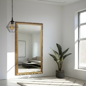 Lustro w złotej ornamentowej ramie drewnianej - 5004003