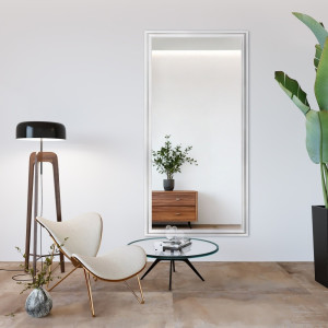Lustro glamour w bogatej białej ramie - 6004004