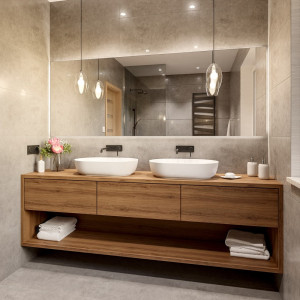 Duże lustro ścienne na wymiar, prostokątne lustro łazienkowe z podświetleniem LED i szlifowaną krawędzią – AGIS LED