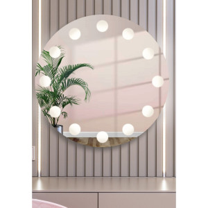 Okrągłe lustro do toaletki z podświetleniem LED - HOLLYWOOD