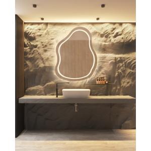 Lustro łazienkowe o nieregularnym kształcie  - STONE LED II